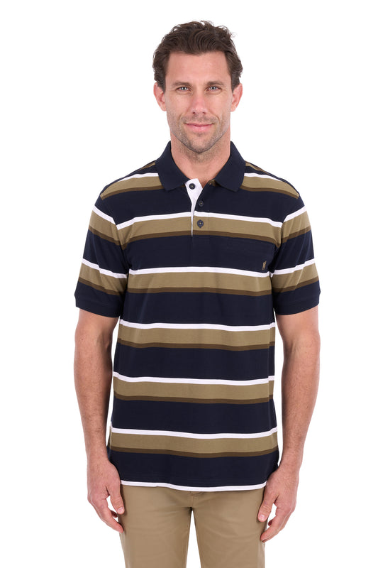 Thomas Cook Men's Vincent 1 Pocket Short Sleeve Polo – Navy/Tan