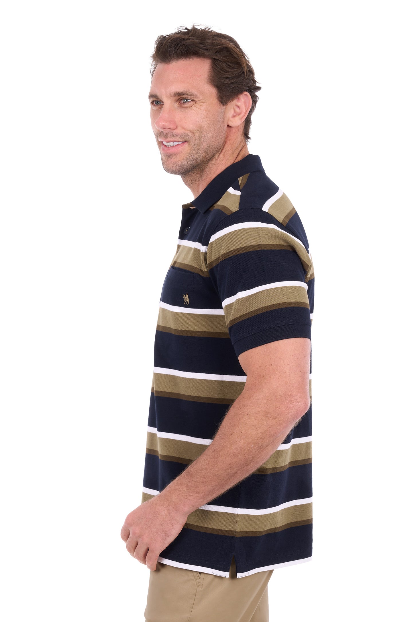 Thomas Cook Men's Vincent 1 Pocket Short Sleeve Polo – Navy/Tan
