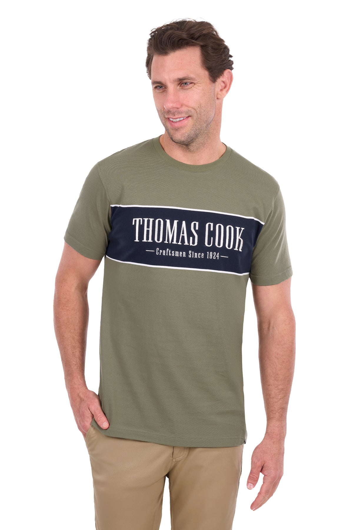 Thomas Cook Jay Men's Short Sleeve T-Shirt – Olive/Navy