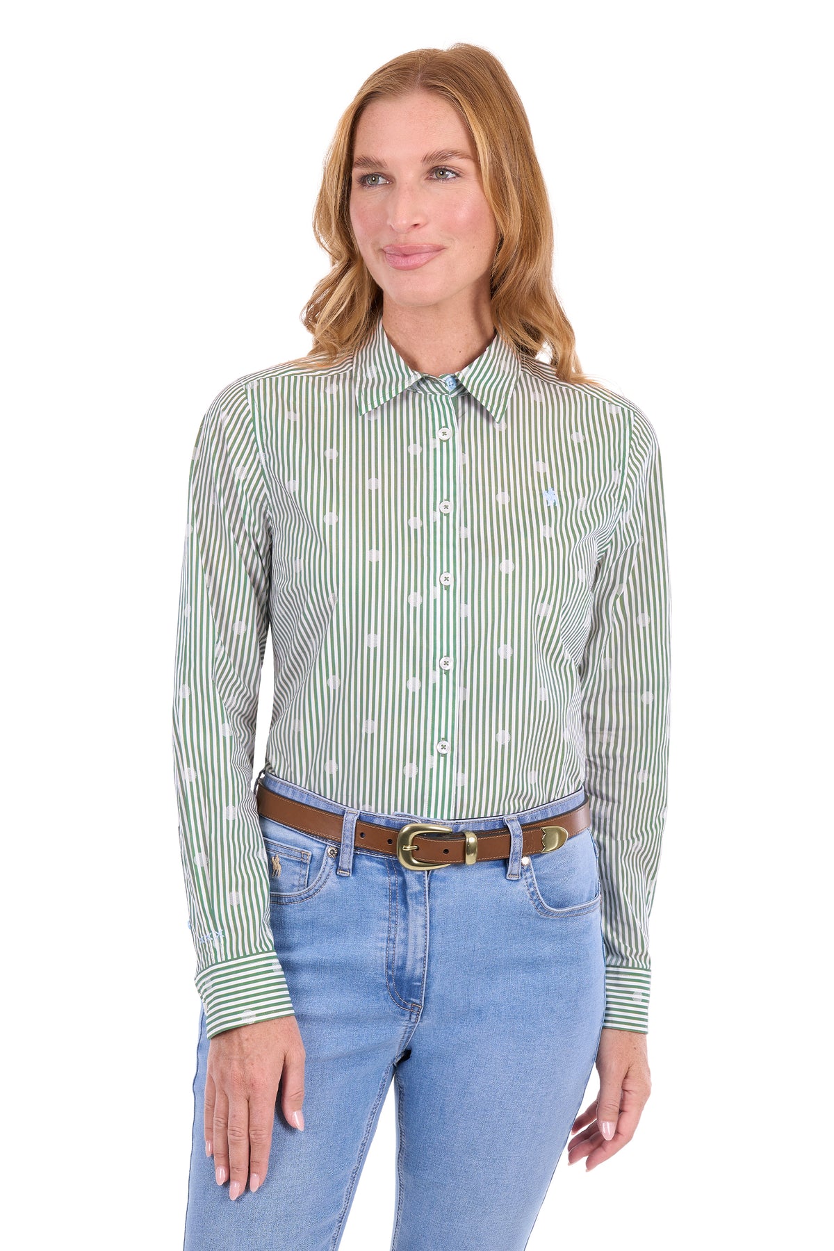 Thomas Cook Jade Women's Long Sleeve Shirt – Sage/White