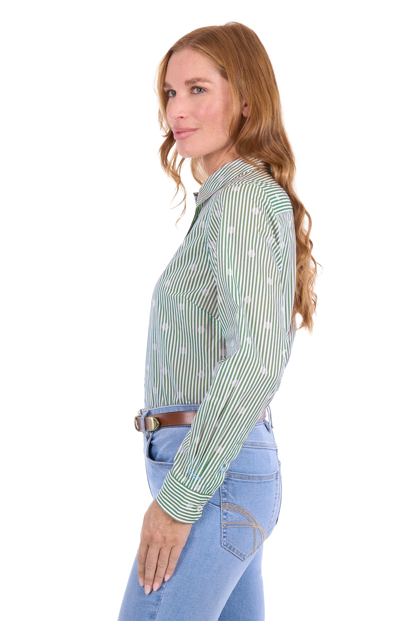 Thomas Cook Jade Women's Long Sleeve Shirt – Sage/White