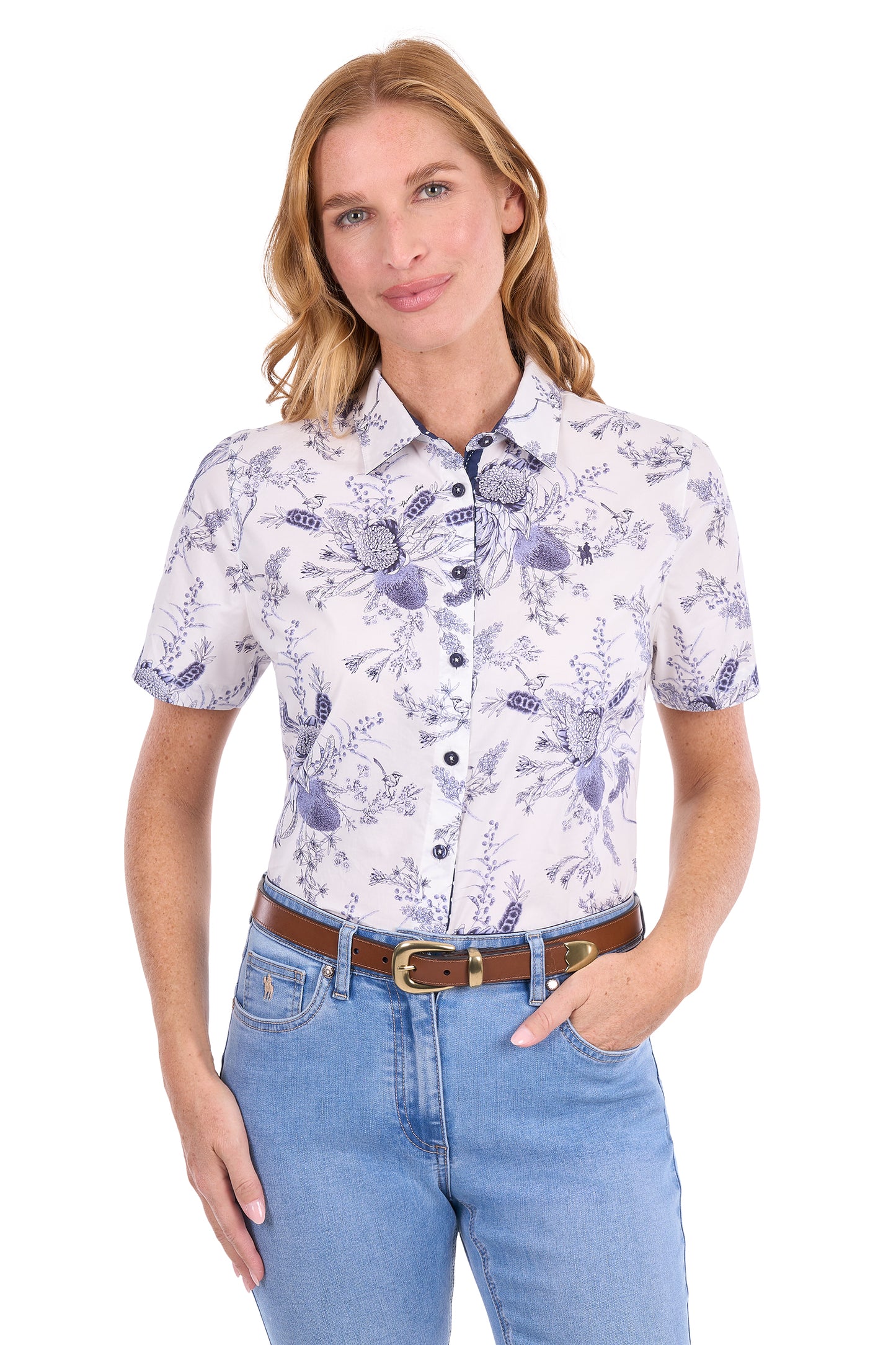 Thomas Cook Mia Women's Short Sleeve Shirt – Navy/White