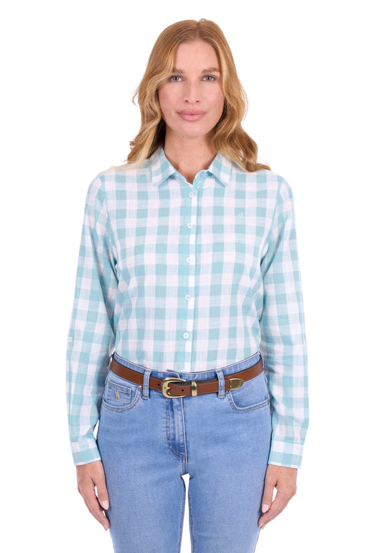 Thomas Cook Eliza Women's Long Sleeve Shirt – Pastel Turquoise/White