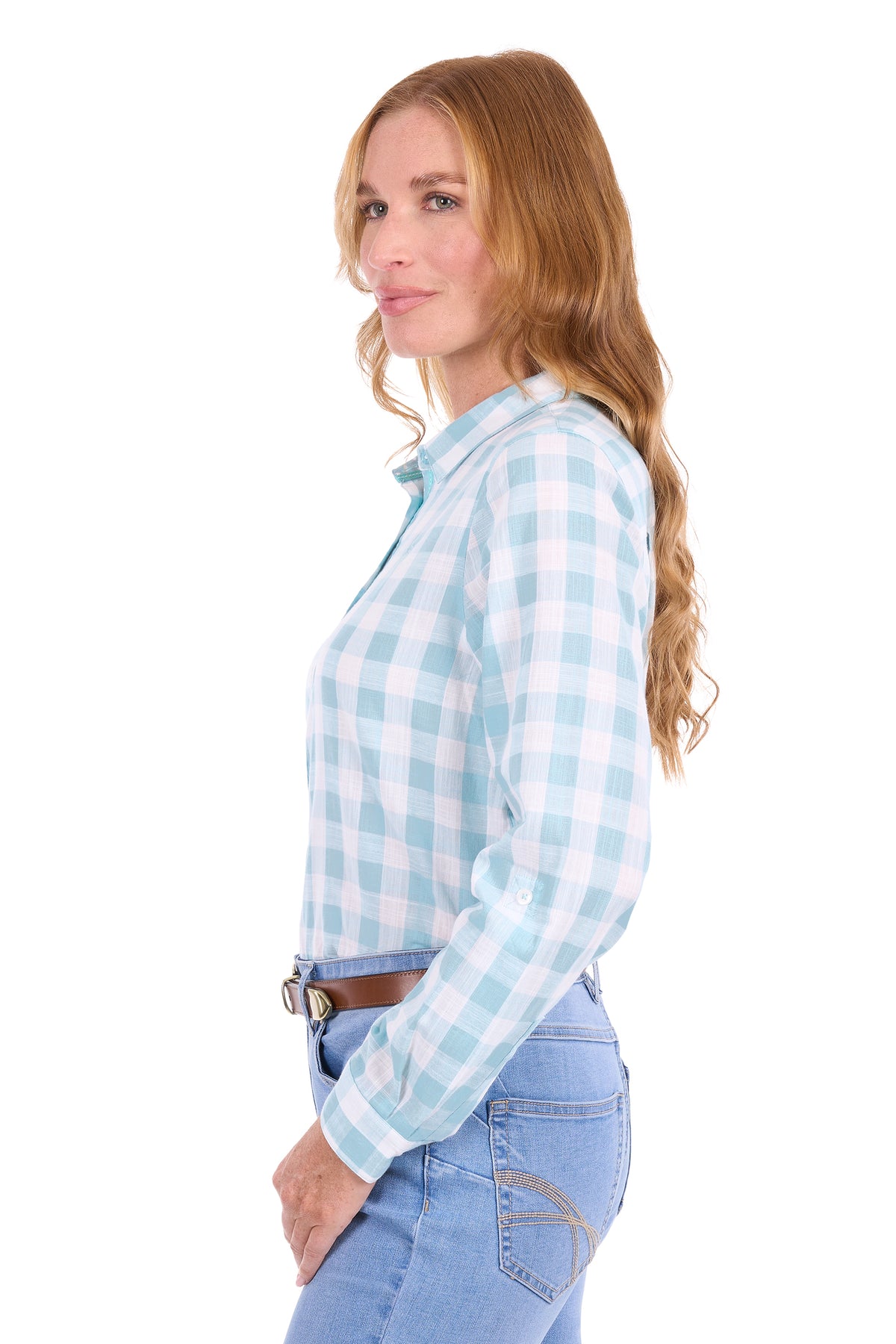 Thomas Cook Eliza Women's Long Sleeve Shirt – Pastel Turquoise/White