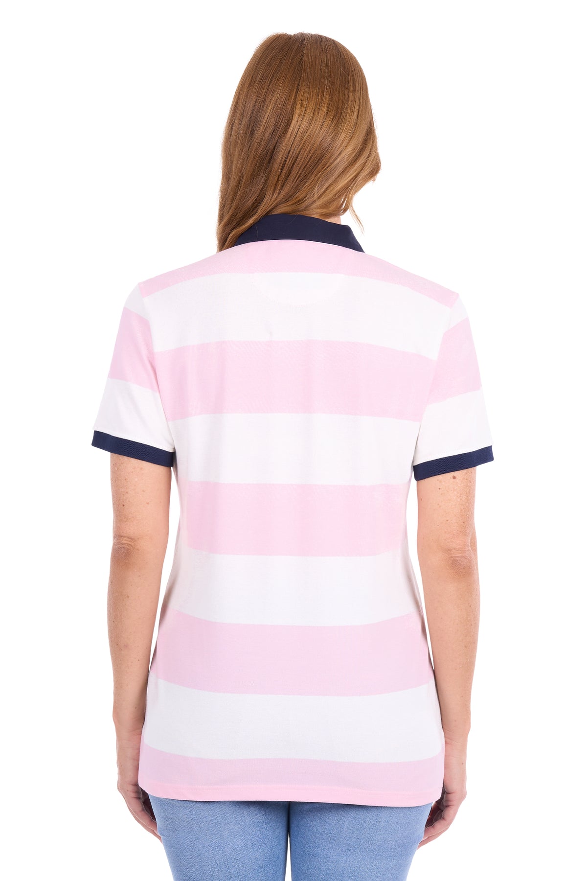 Thomas Cook Women’s Tessa Short Sleeve Polo Shirt – Pale Pink/White