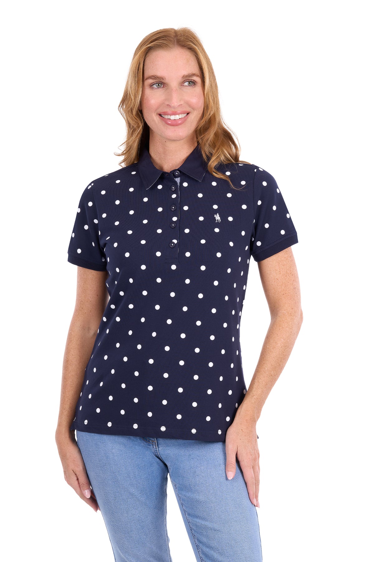 Thomas Cook Women’s Tammy Short Sleeve Polo Shirt – Navy/White