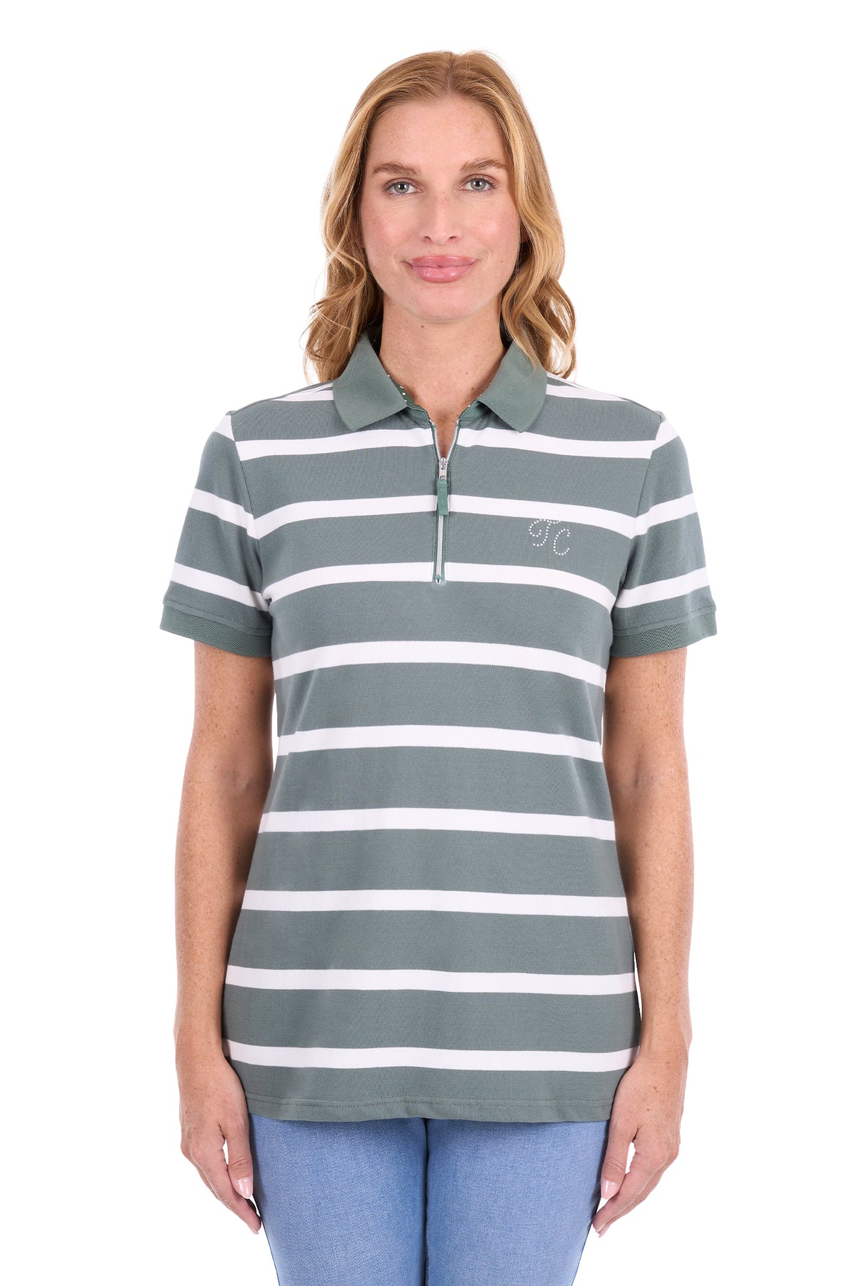 Thomas Cook Women’s Lani Short Sleeve Polo Shirt – Khaki/White