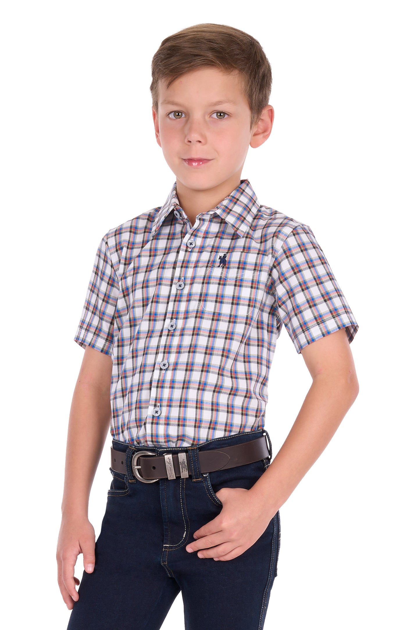 Thomas Cook Boys Arlo 1 Pocket Short Sleeve Shirt - Royal/Multi