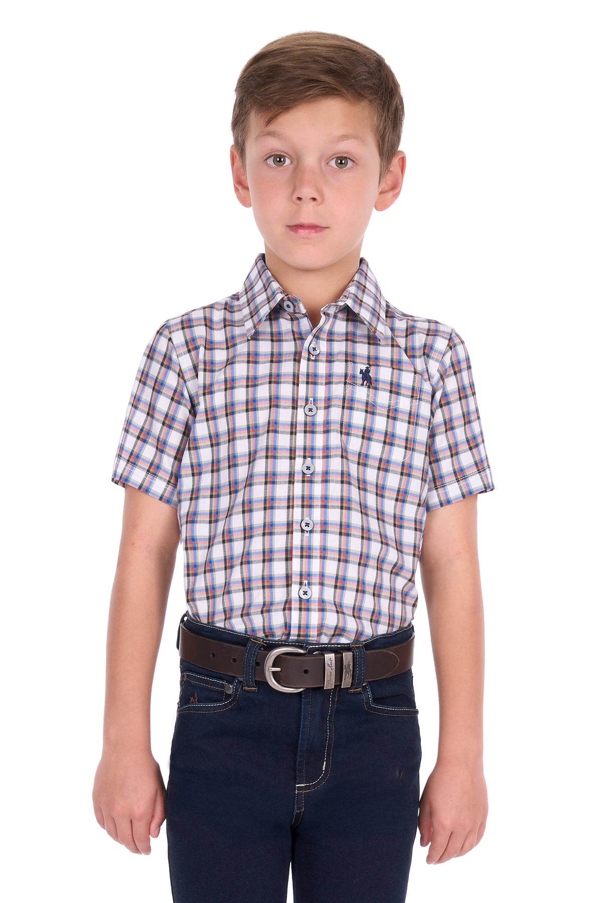 Thomas Cook Boys Arlo 1 Pocket Short Sleeve Shirt - Royal/Multi