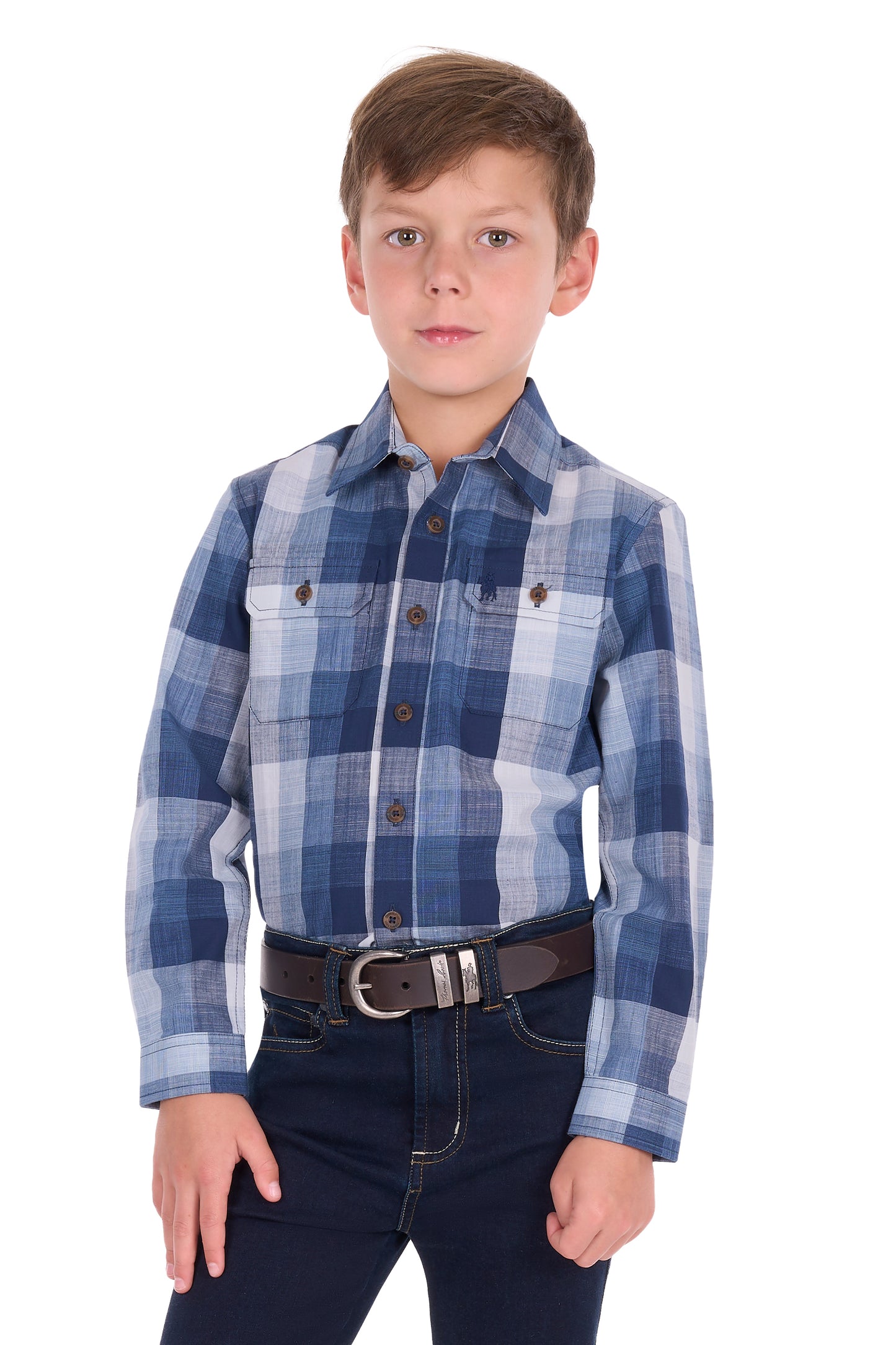 Thomas Cook Boys Oscar 2 Pocket Long Sleeve Shirt - Navy