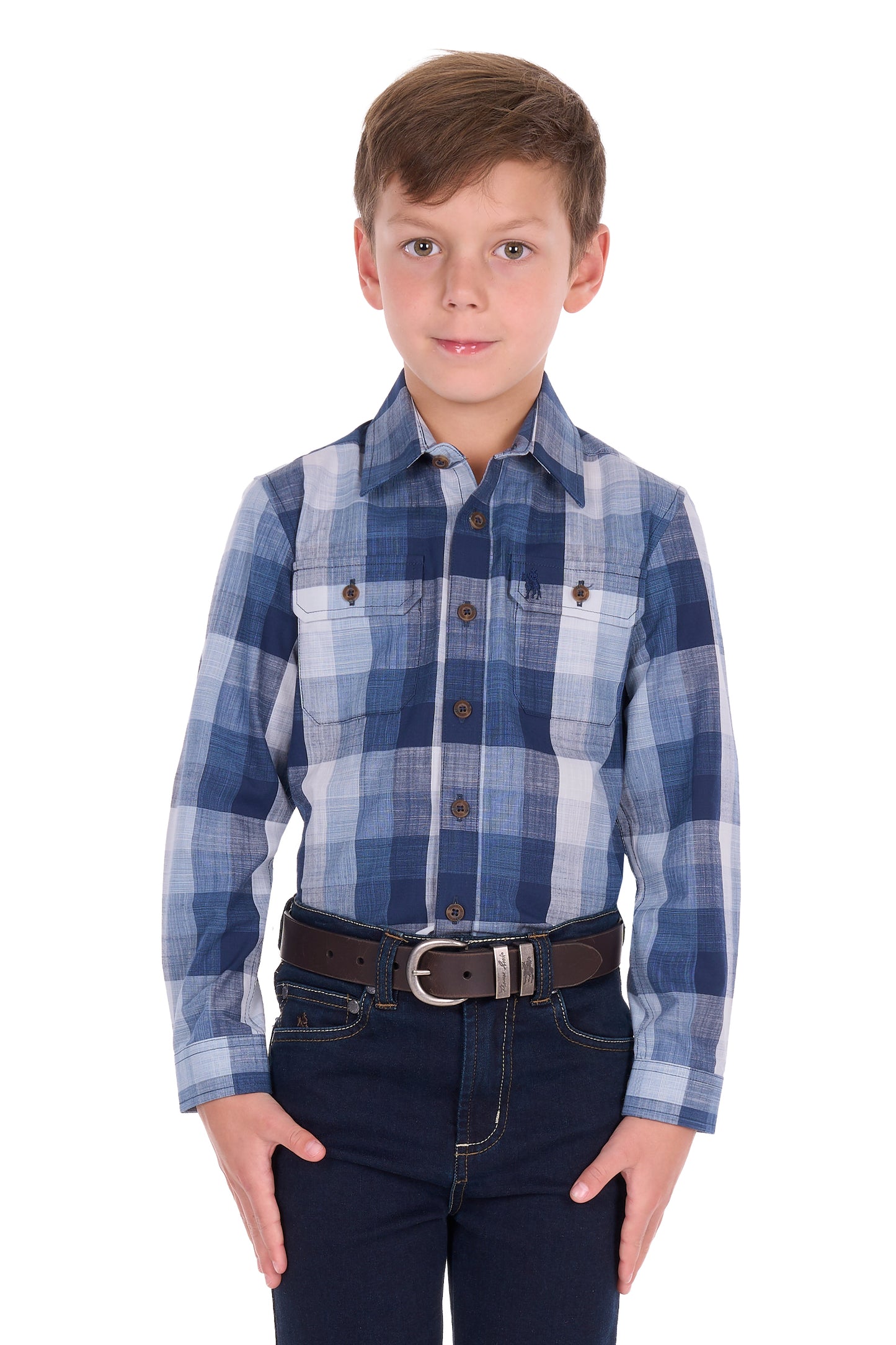 Thomas Cook Boys Oscar 2 Pocket Long Sleeve Shirt - Navy