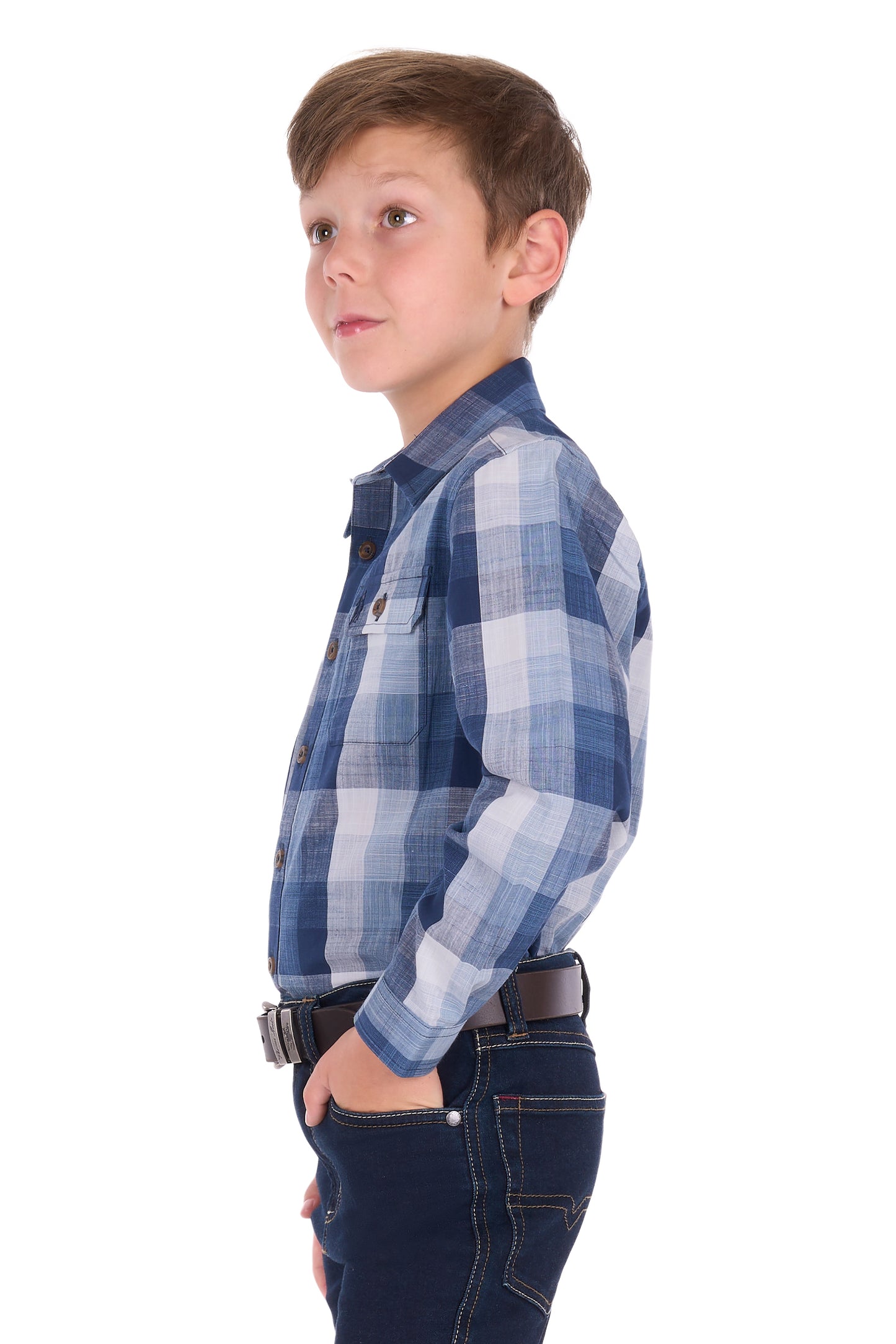 Thomas Cook Boys Oscar 2 Pocket Long Sleeve Shirt - Navy