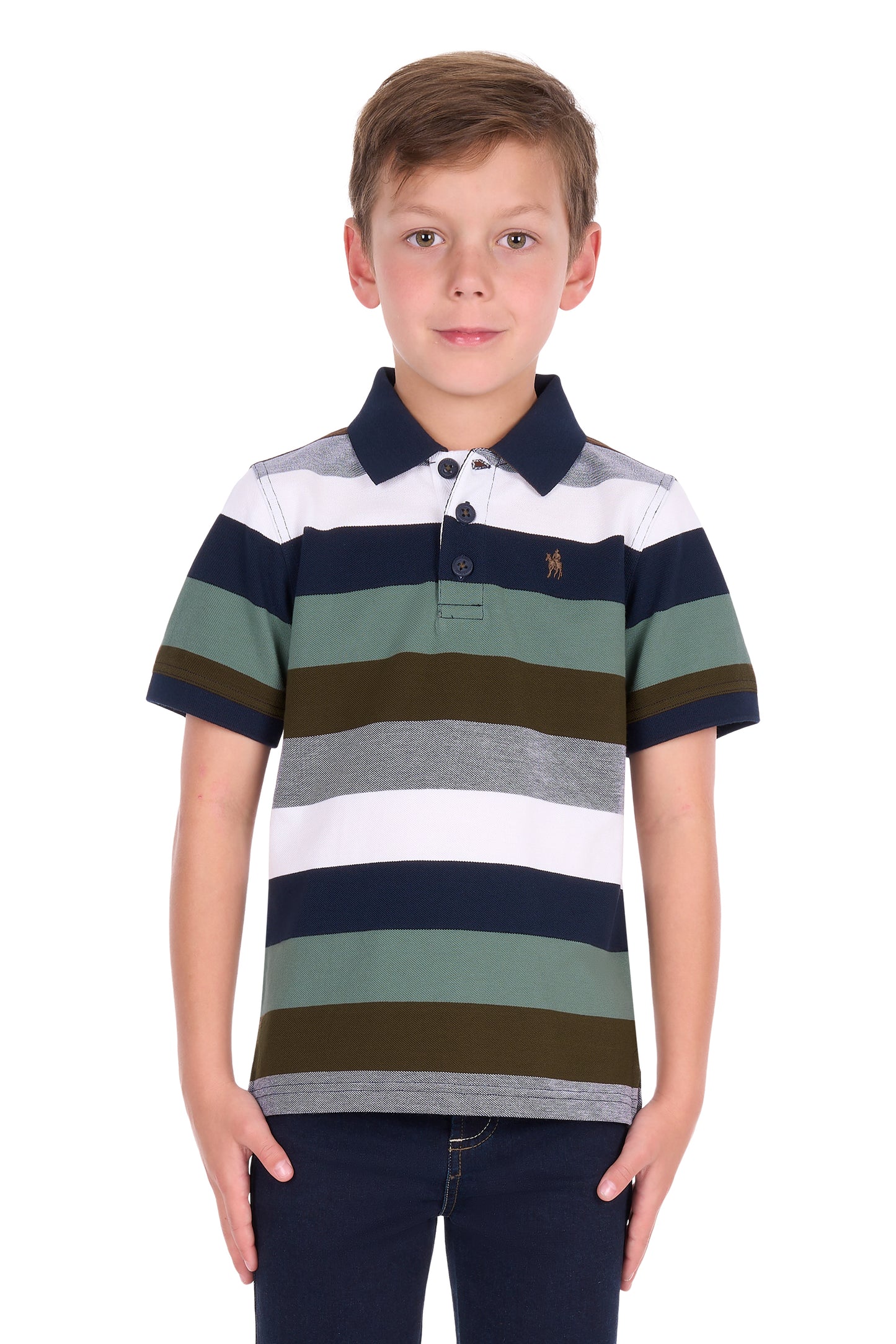 Thomas Cook Boys Wayne Short Sleeve Polo - Tan/Sage