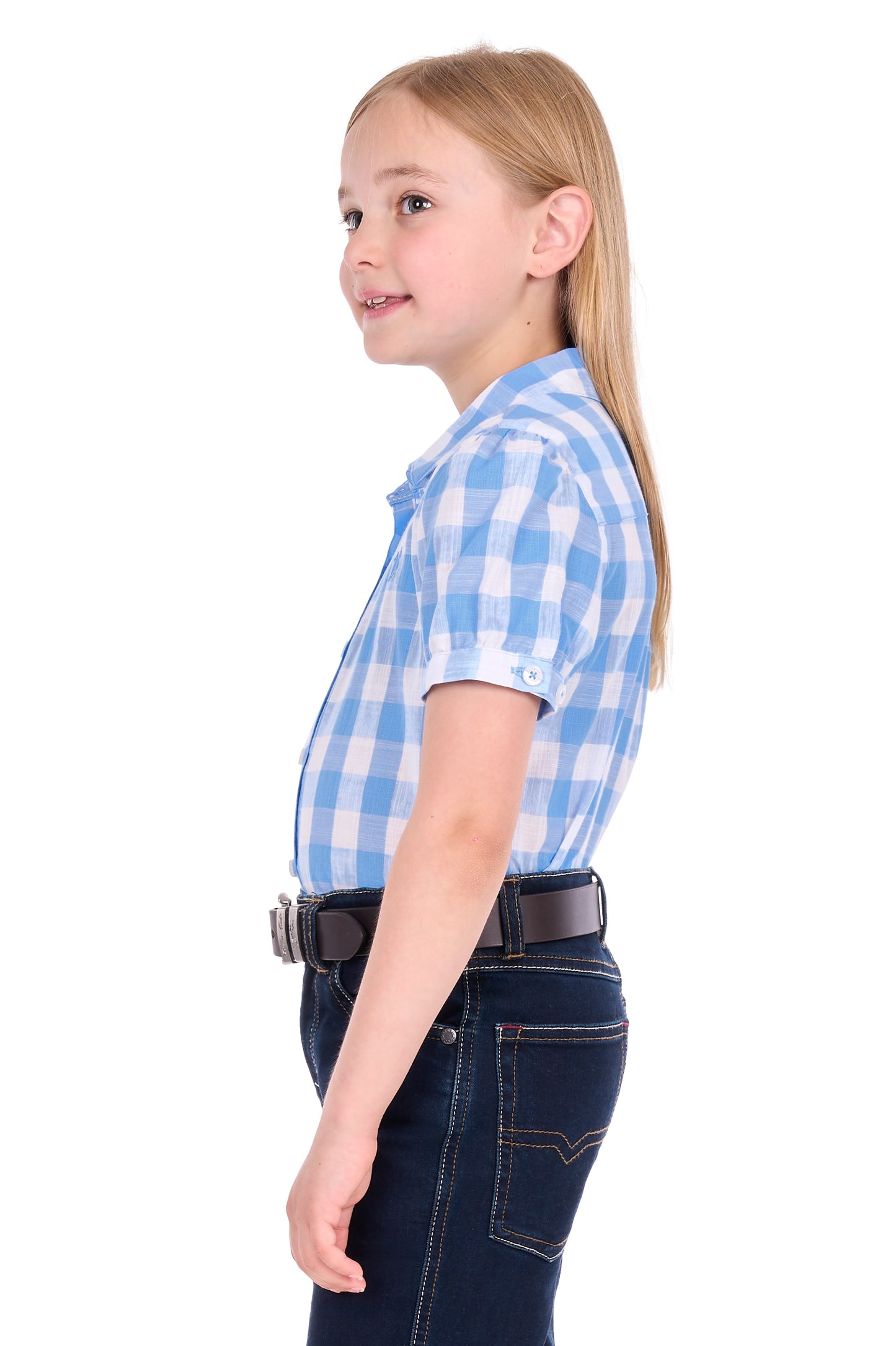 Thomas Cook Girls Wren Short Sleeve Shirt - Blue/White