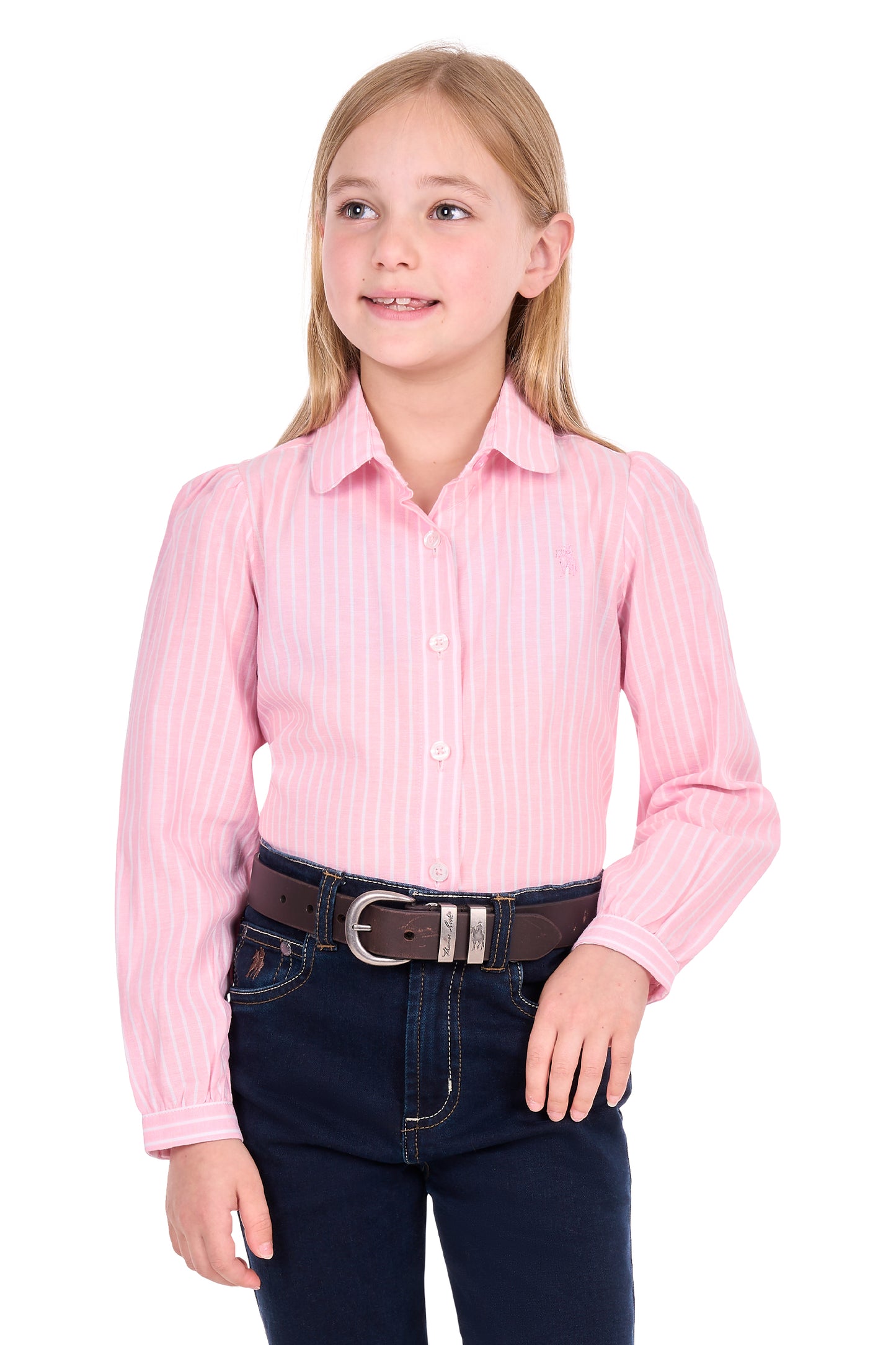 Thomas Cook Girls Myolie Long Sleeve Shirt - Rose Pink/White