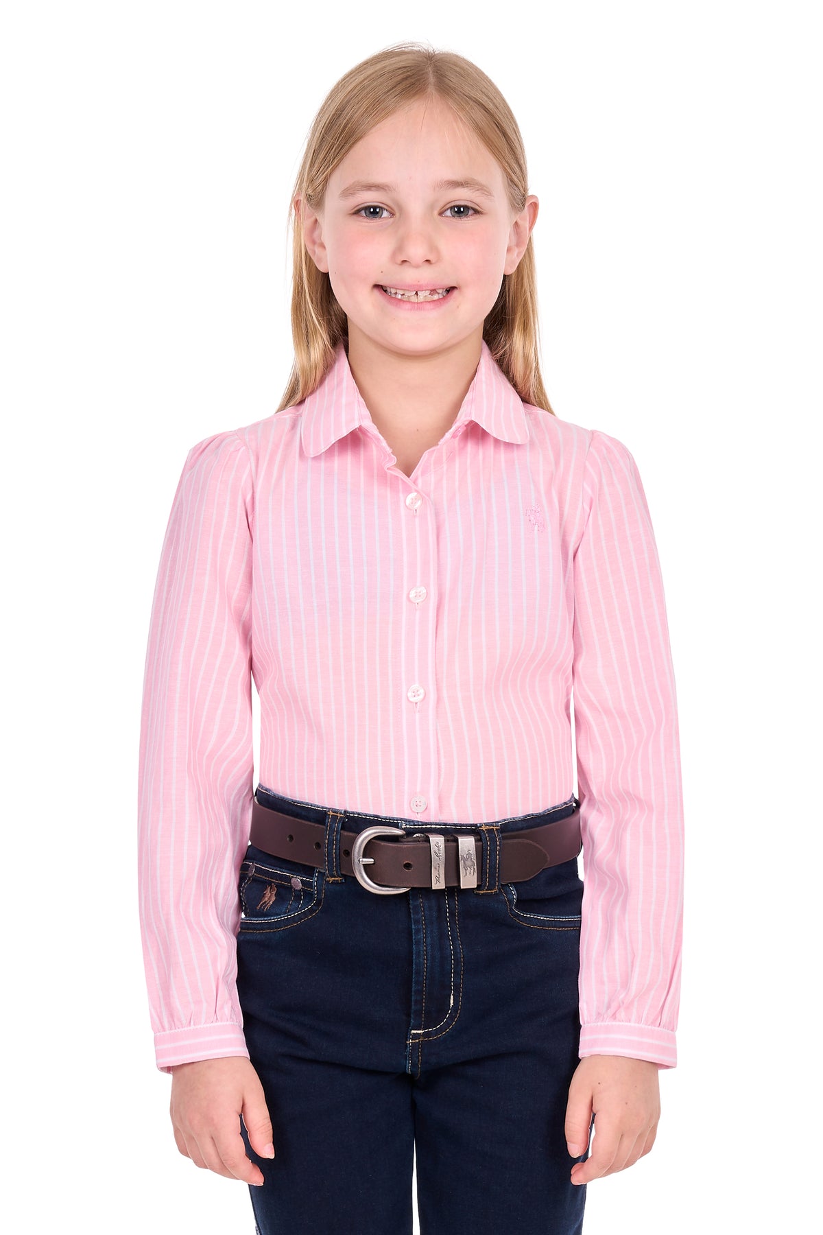 Thomas Cook Girls Myolie Long Sleeve Shirt - Rose Pink/White