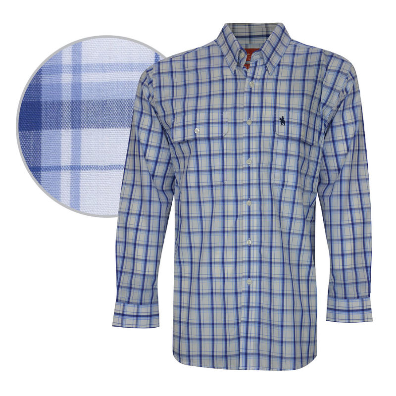THOMAS COOK MENS PAUL CHECK L/S SHIRT (BLUE/WHITE) -Clearance