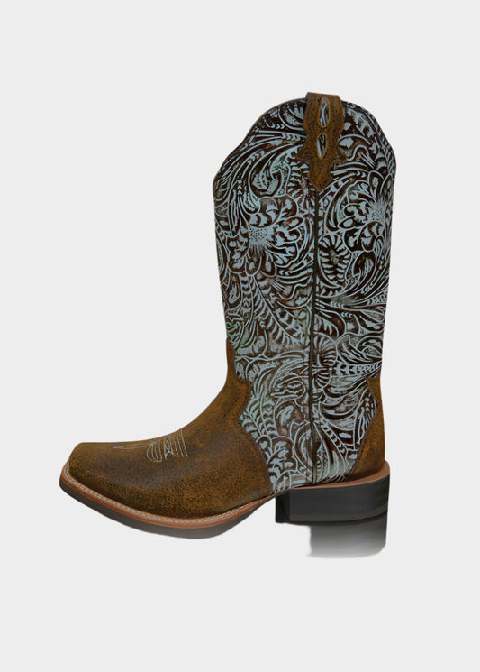 TWISTED X - WOMENS RUFF STOCK PWS TOE (CRAZY/BLUE FLORAL)