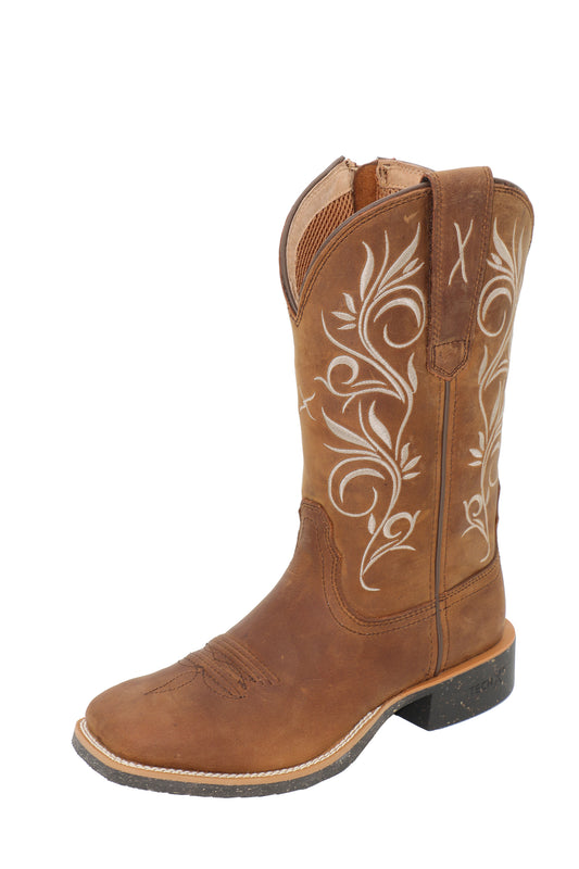 Twisted X Women's 11" Tech X Zip Boot - Oiled Brown/Brown