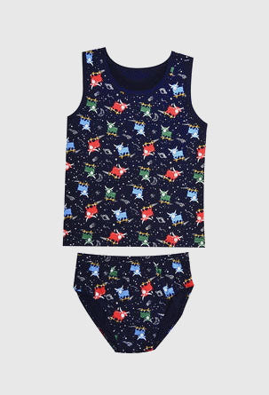 THOMAS COOK BOYS SKATER BULL SINGLET/UNDERWEAR PACK - NAVY