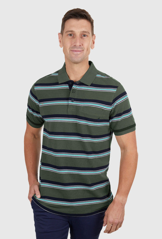 THOMAS COOK MENS AXEL S/S POLO (DARK GREEN/NAVY)