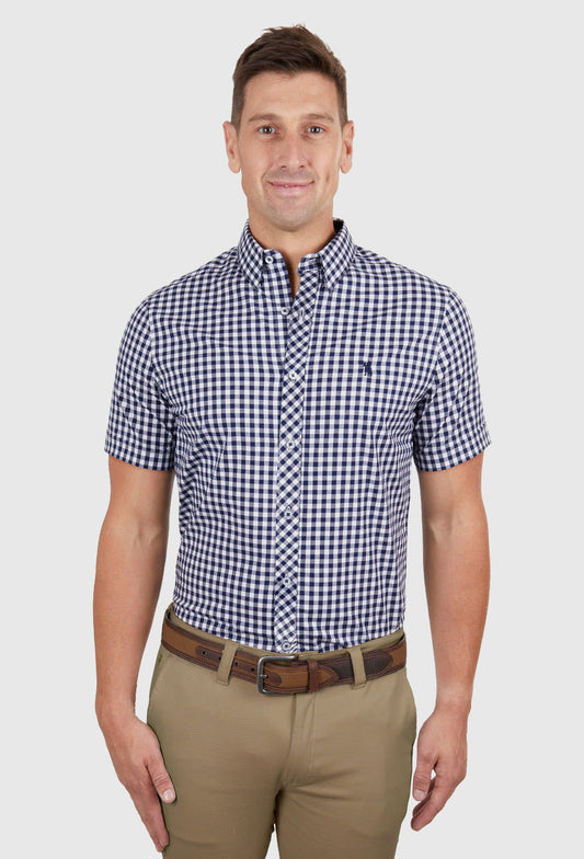 THOMAS COOK MENS BART TAILORED S/S SHIRT (NAVY/WHITE)