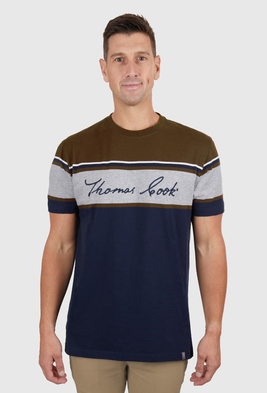 THOMAS COOK MENS BROCK S/S TEE (NAVY/DARK TAN)