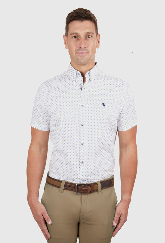 THOMAS COOK MENS JUDE TAILORED S/S SHIRT (WHITE/ROYAL)