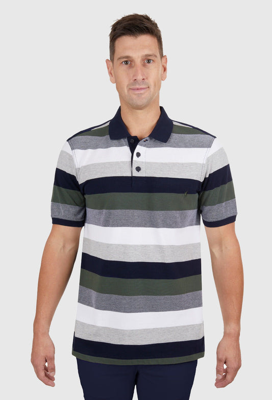 THOMAS COOK MENS ZAK S/S POLO (DARK GREEN/NAVY)