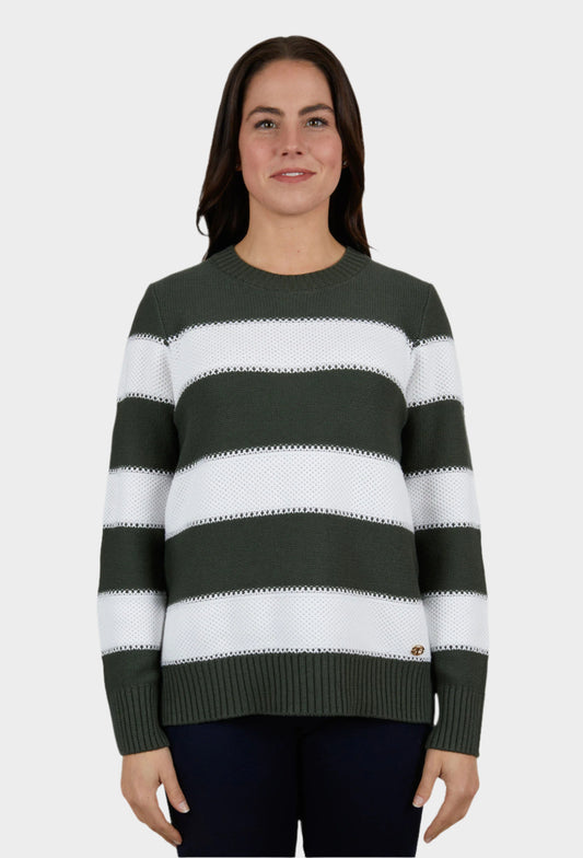 THOMAS COOK WOMENS ALISON JUMPER (KHAKI/WHITE) (CLEARANCE)