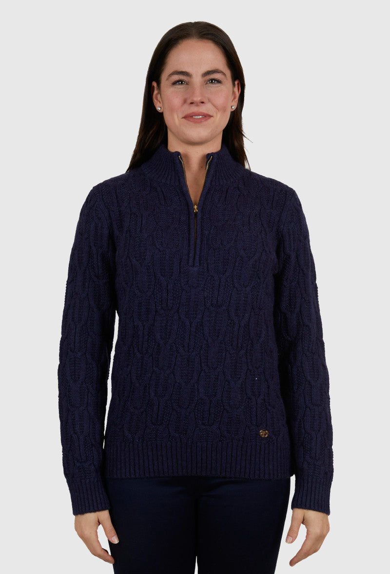 THOMAS COOK WOMENS EMILIA 1/4 ZIP JUMPER (NAVY)