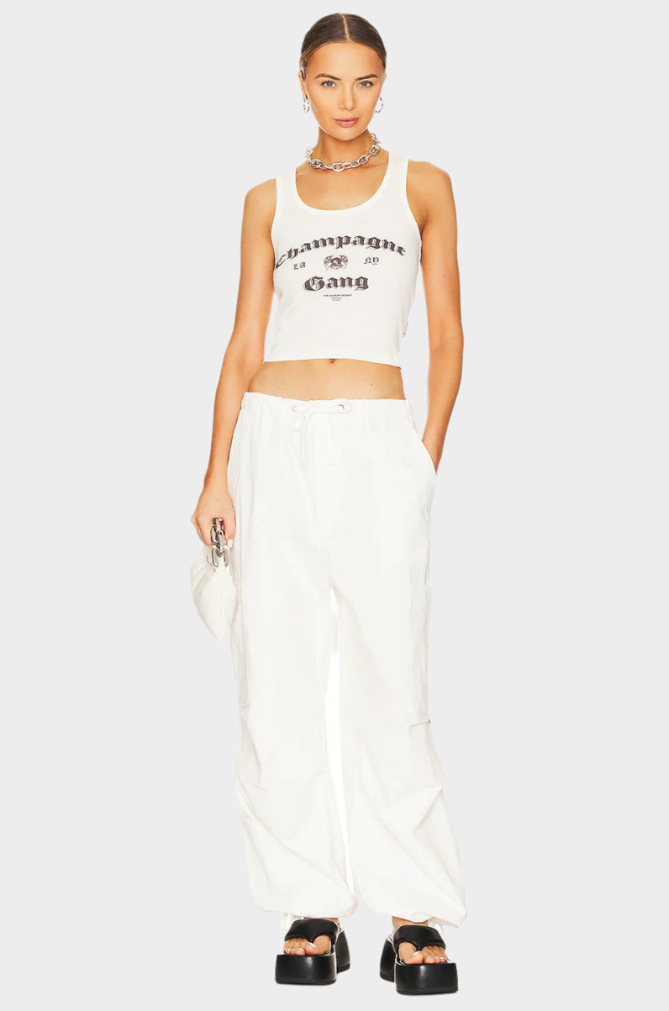 The Laundry Room  Champagne Gang Rib Tank 097-WHITE