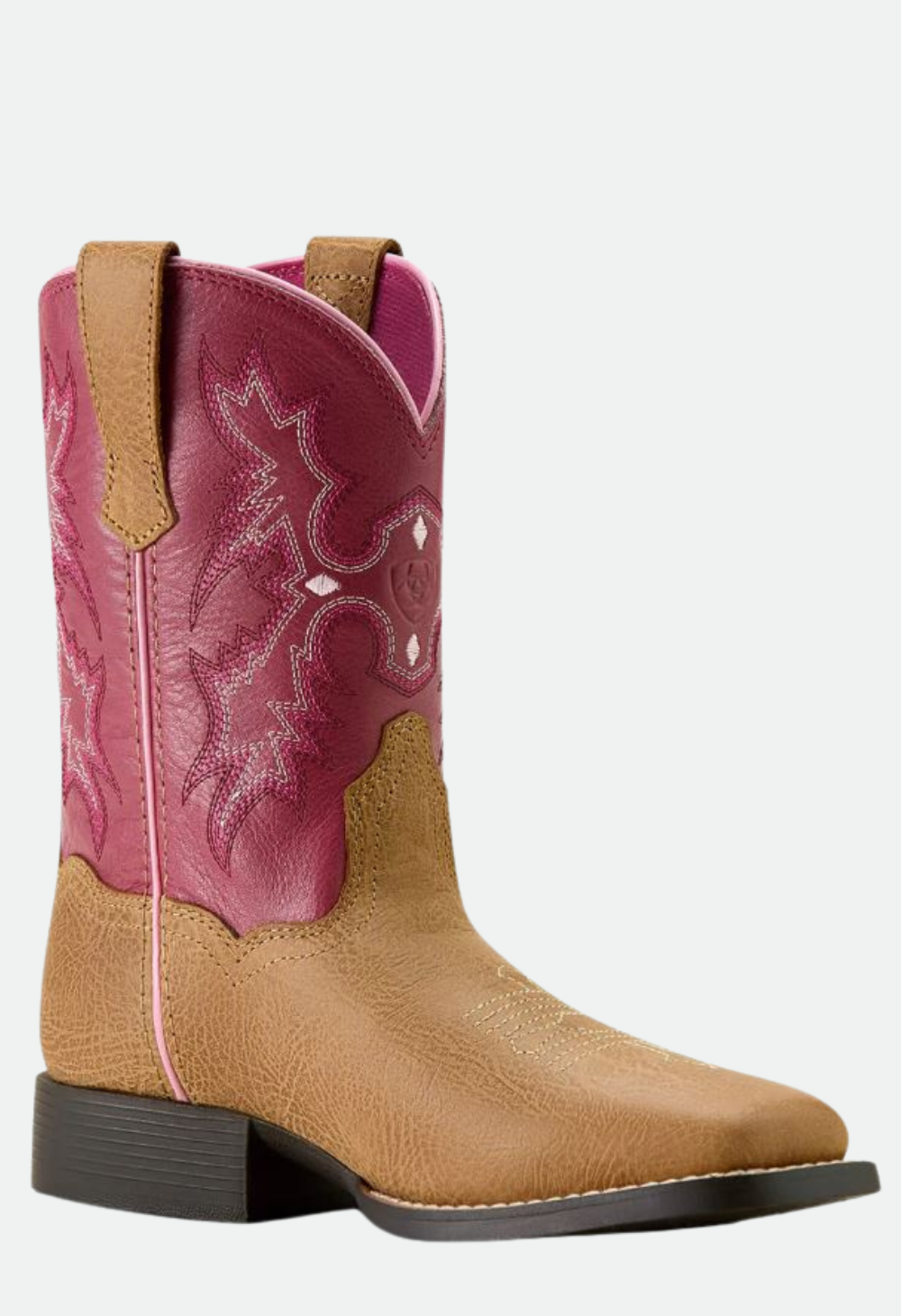 Ariat Youth Tombstone Wide Square Toe Western Boot - Cottage|Rosebud