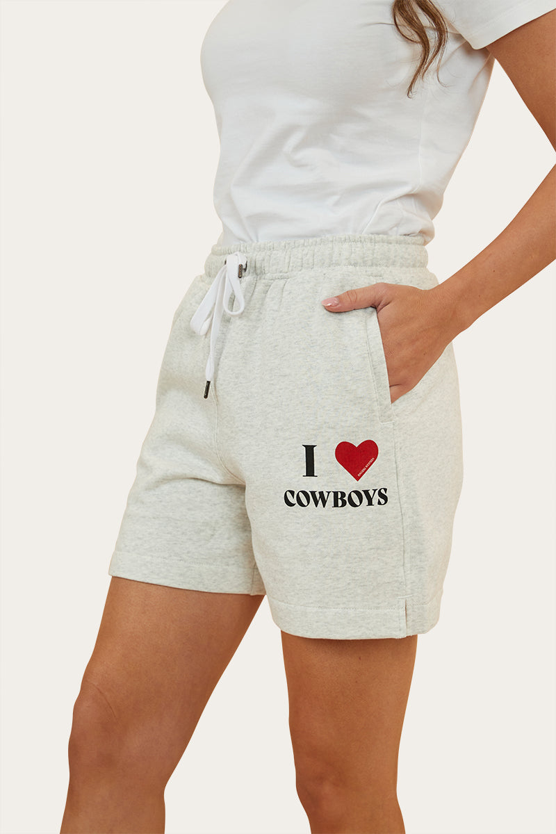 Ringers Western Women's I Heart Cowboys Short (Light Grey Marle)