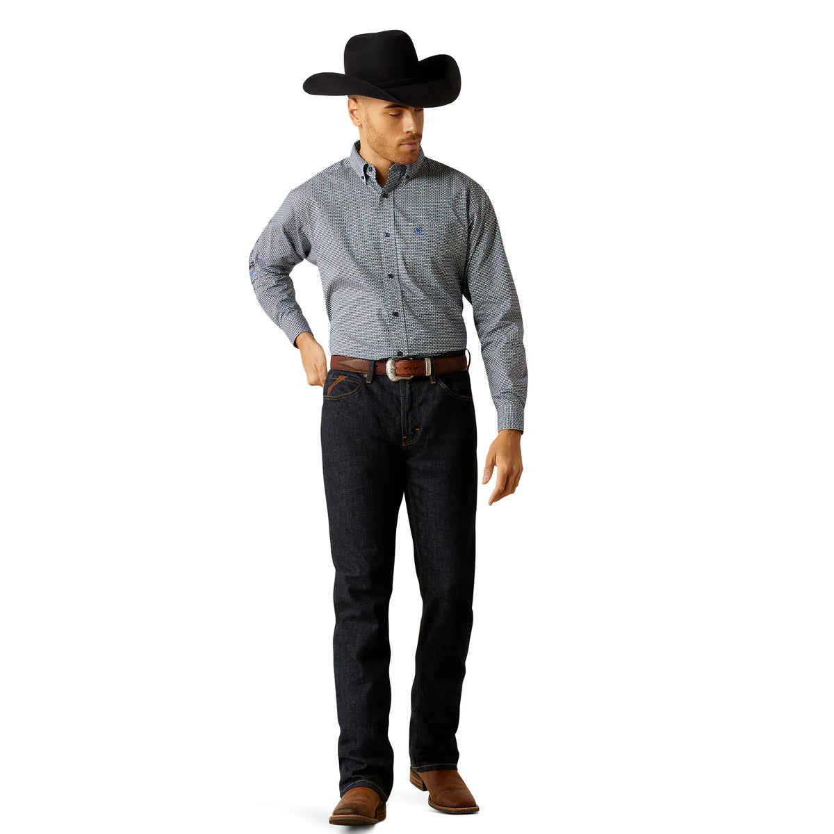 Ariat Men's Team Keenan Classic Fit Shirt - Blue/Navy Blue