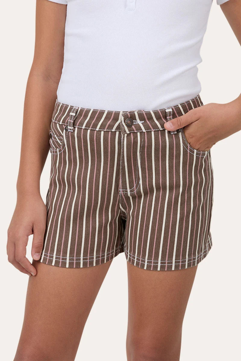 Ringers Western Tenika Stripe Youth Girls Denim Shorts -  Country Stripe