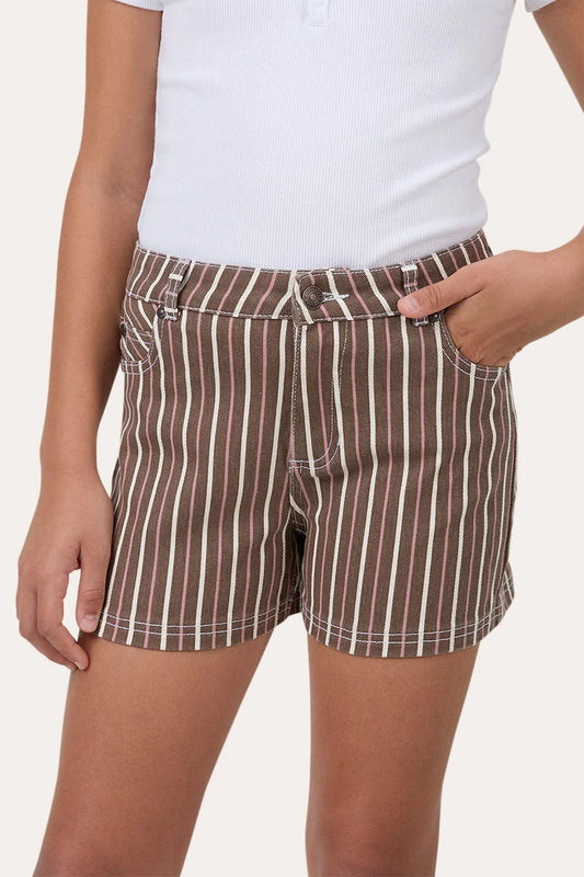 Ringers Western Tenika Stripe Youth Girls Denim Shorts -  Country Stripe