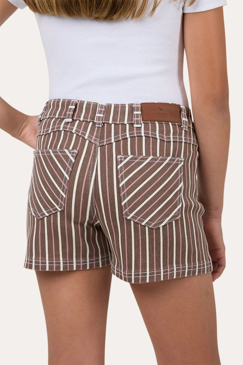 Ringers Western Tenika Stripe Youth Girls Denim Shorts -  Country Stripe