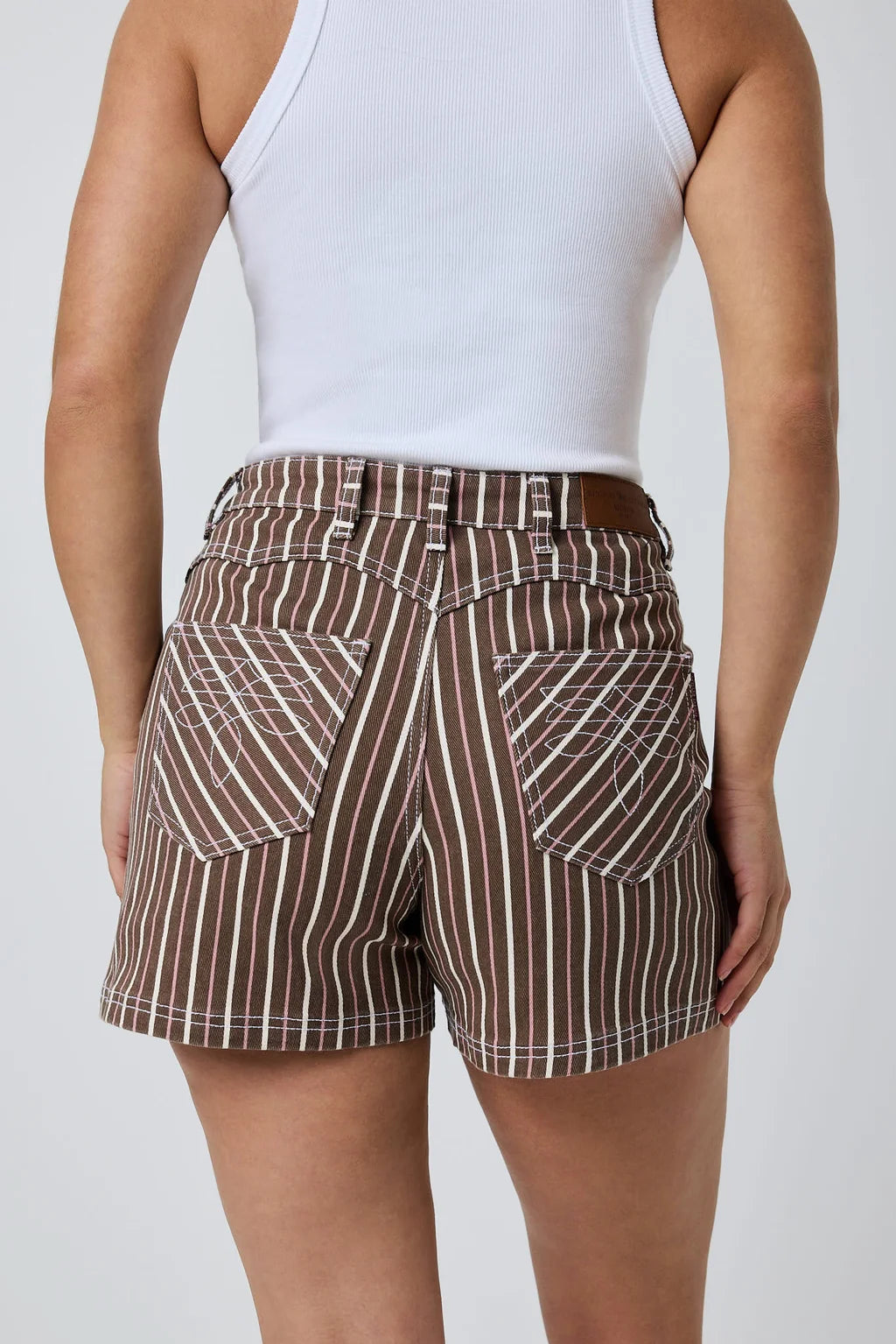 Ringers Western Tenika Women’s High Rise Striped Denim Shorts - Country Stripe