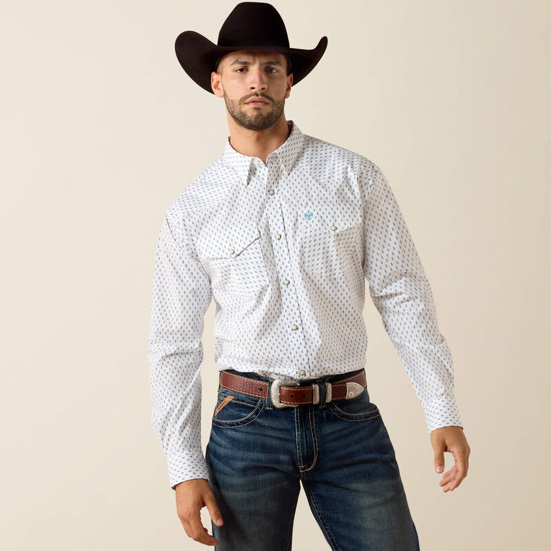 Ariat Men's Terence Classic Fit Snap Shirt - White Geo Print