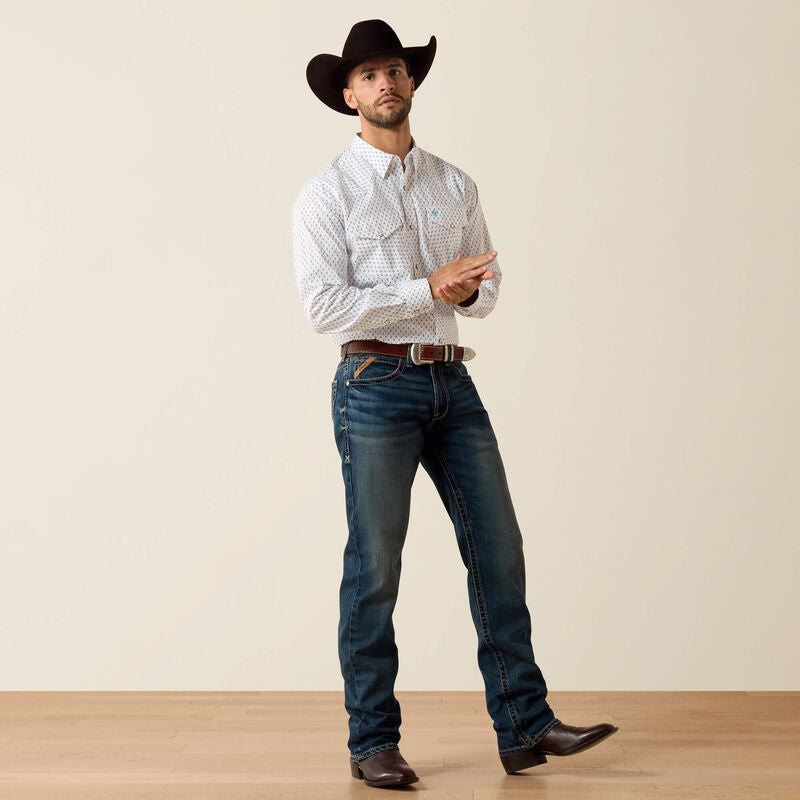 Ariat Men's Terence Classic Fit Snap Shirt - White Geo Print