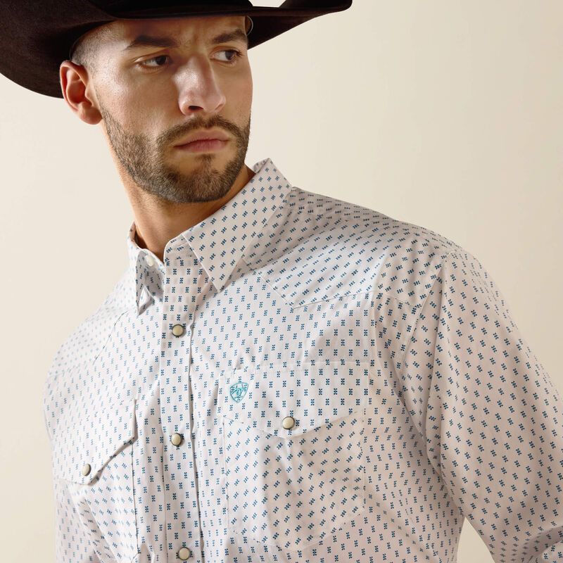 Ariat Men's Terence Classic Fit Snap Shirt - White Geo Print