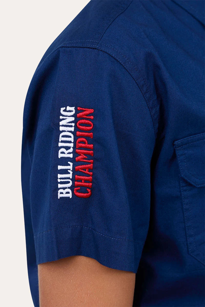Ringers Western Youth Boys The Champion Short Sleeve Work Shirt - Navy