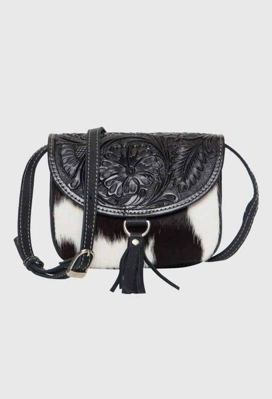 The Design Edge Tooling Leather Cowhide Small Bag – (AB17)_Black