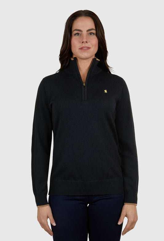 THOMAS COOK WOMENS LARA 1/4 ZIP RUGBY (BLACK)