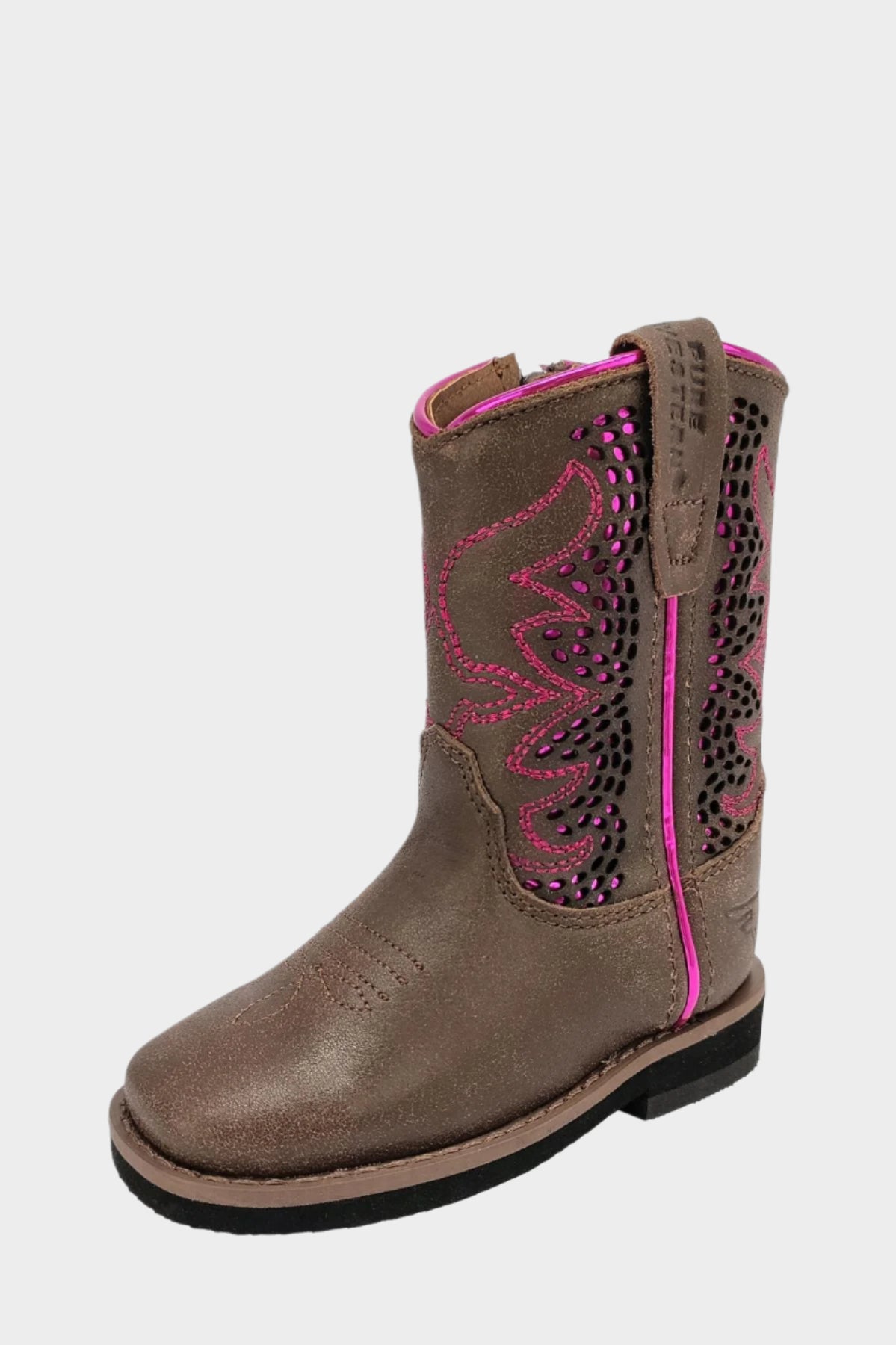 Pure Western Toddler’s Abby Boot - DARK BROWN/FUCHSIA