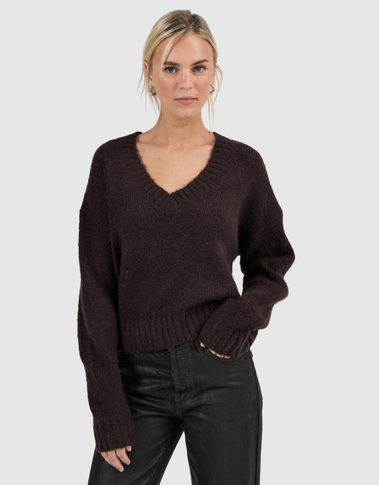 Rolla's Women's Tomboy V Neck Knit - Espresso