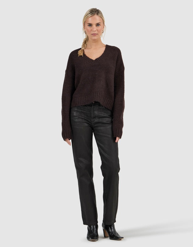 Rolla's Women's Tomboy V Neck Knit - Espresso