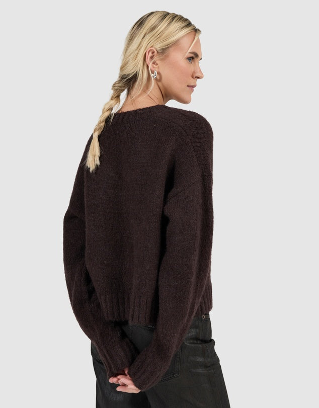 Rolla's Women's Tomboy V Neck Knit - Espresso