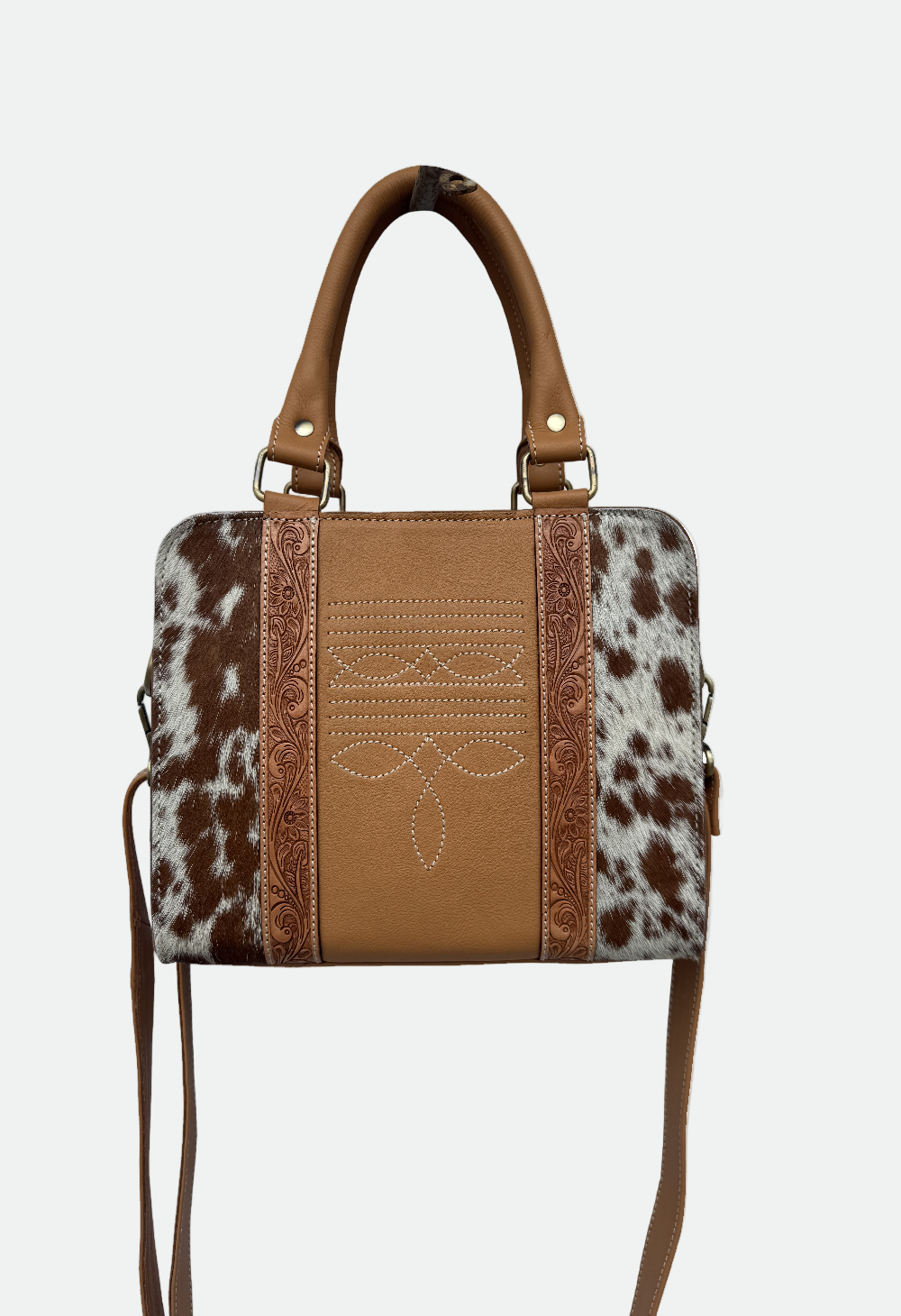 The Design Edge Tooling Leather Cowhide Boot Stitch Medium Bag – AB87